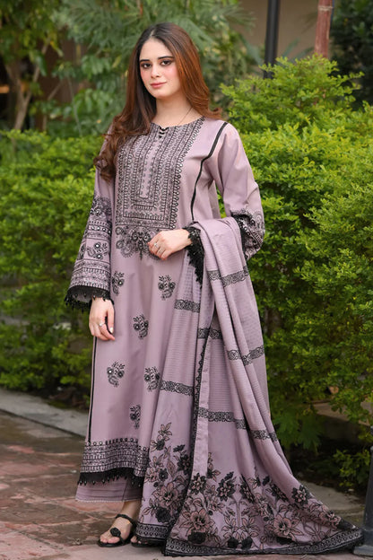 LIBAAS-3PC DHANAK EMBROIDERED SUIT LEH-4374