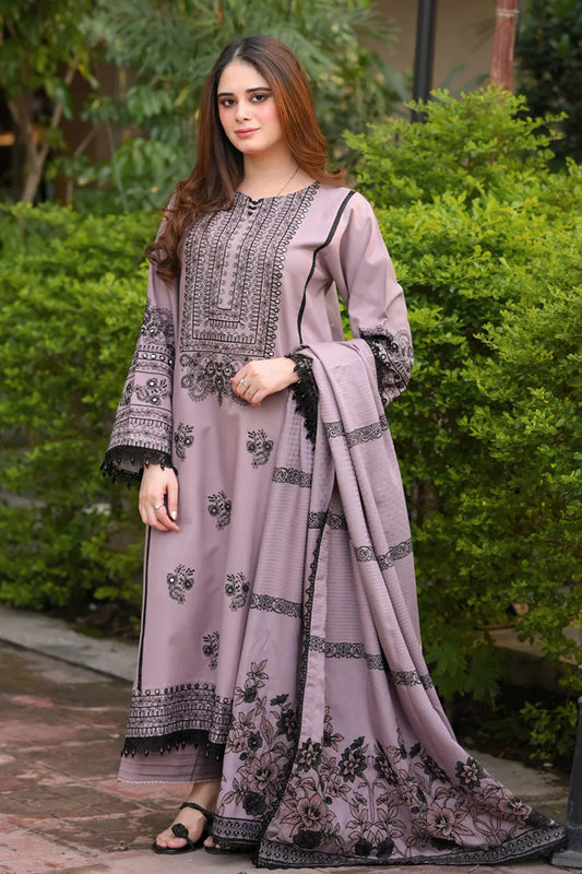 LIBAAS-3PC DHANAK EMBROIDERED SUIT LEH-4374
