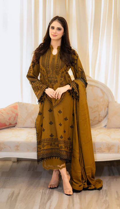 LIBASS-3PC STITCHED DHANAK EMBROIDERED SUIT NEL-01