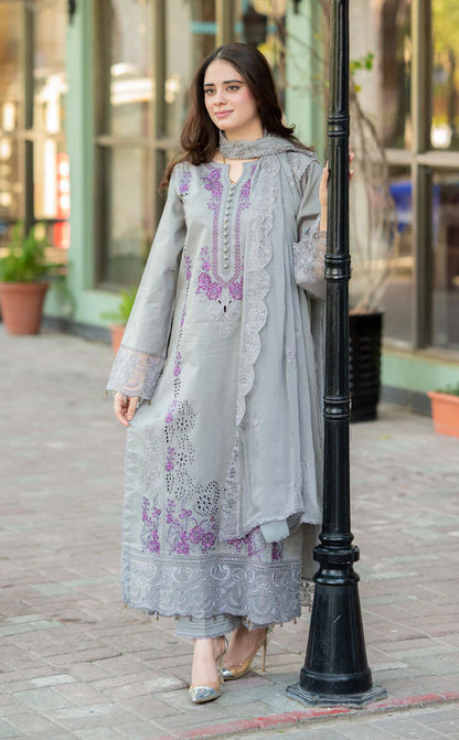 LIBAAS-3PC DHANAK EMBROIDERED SUIT NEL-4265