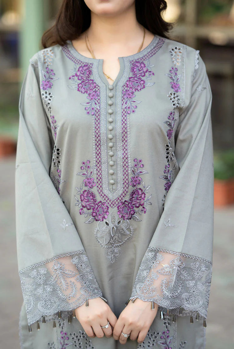 LIBAAS-3PC DHANAK EMBROIDERED SUIT NEL-4265