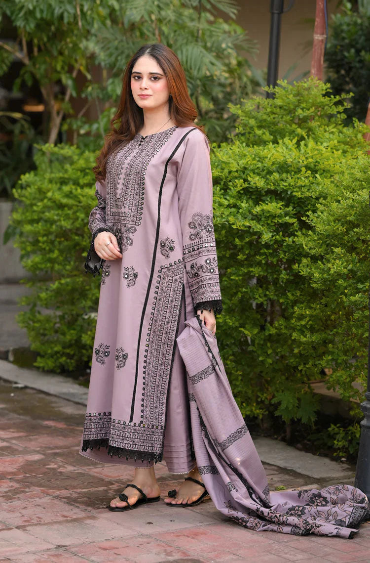 LIBAAS-3PC DHANAK EMBROIDERED SUIT LEH-4374