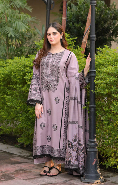 LIBAAS-3PC DHANAK EMBROIDERED SUIT LEH-4374