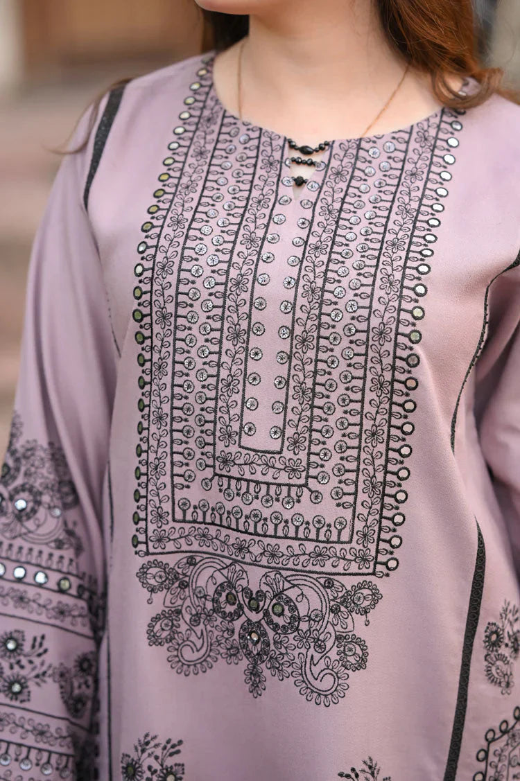 LIBAAS-3PC DHANAK EMBROIDERED SUIT LEH-4374