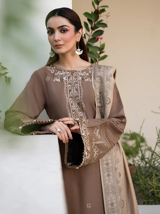 IZEL-3PC DHANAK EMBROIDERED SUIT LEH-4388