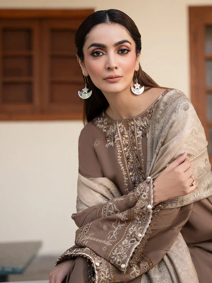 IZEL-3PC DHANAK EMBROIDERED SUIT LEH-4388