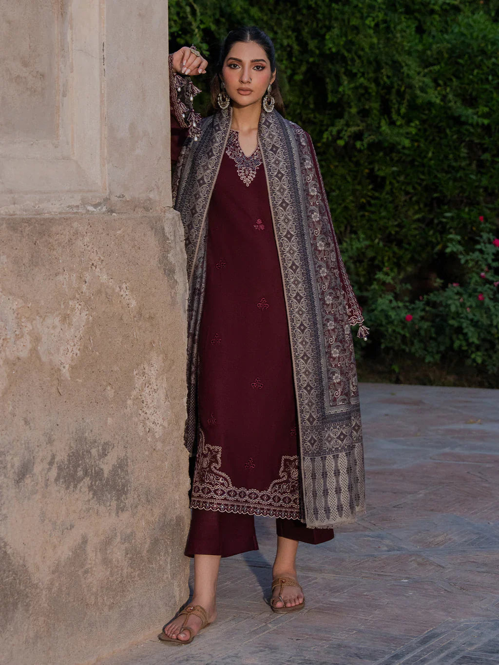 IZEL-3PC DHANAK EMBROIDERED SUIT LEH-4364