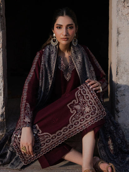 IZEL-3PC DHANAK EMBROIDERED SUIT LEH-4364