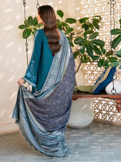 IZEL-3PC DHANAK EMBROIDERED SUIT LEH-4387