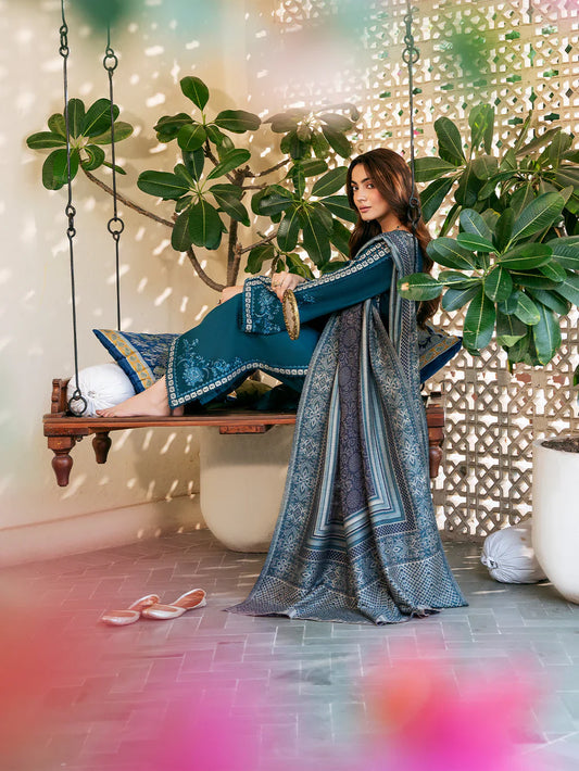IZEL-3PC DHANAK EMBROIDERED SUIT LEH-4387