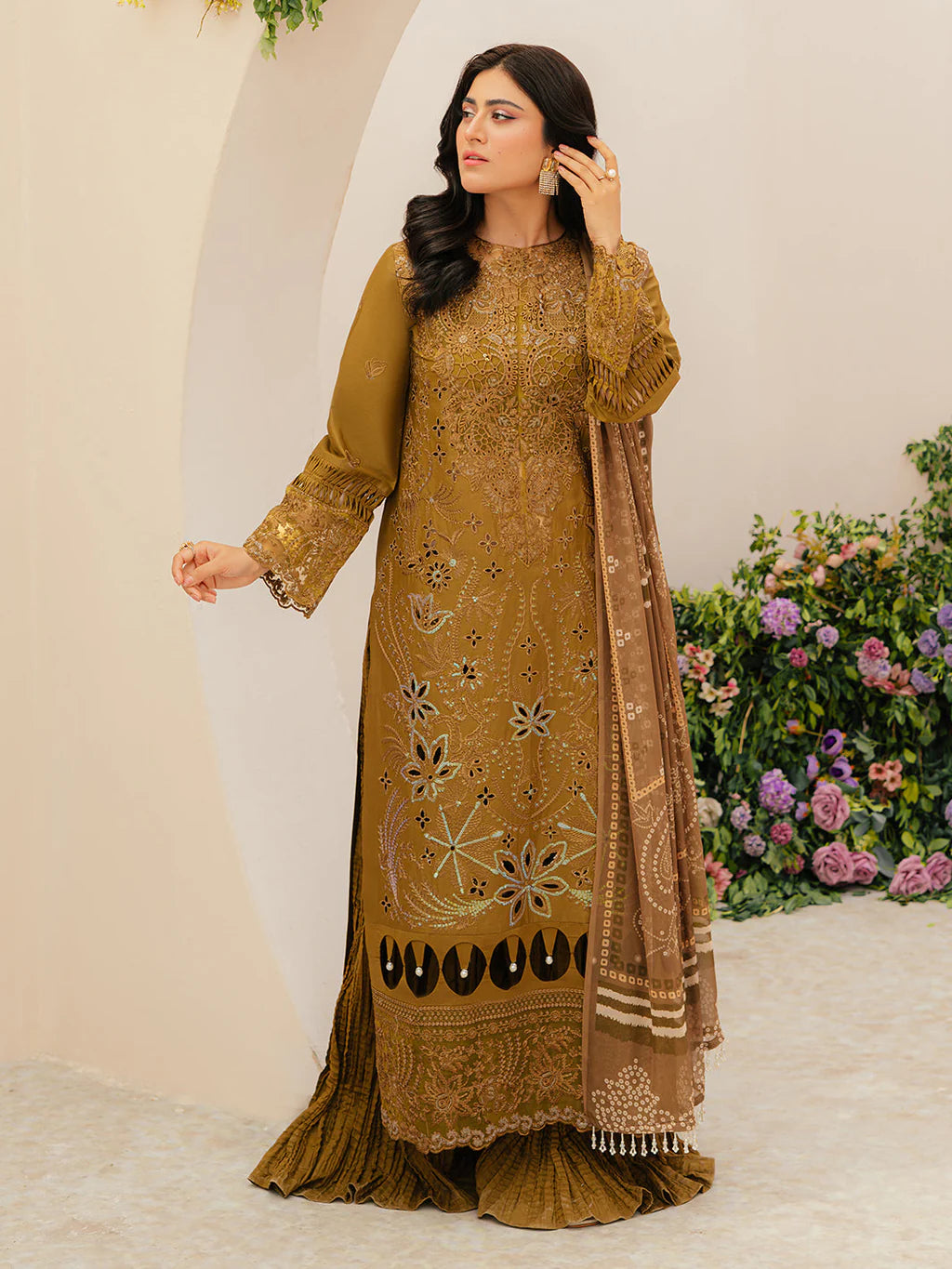 MAHNUR-3PC LAWN LASEWORK EMB SUIT-NEL-4018