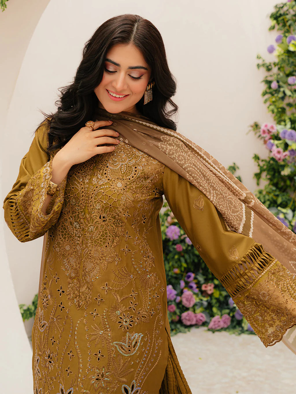 MAHNUR-3PC LAWN LASEWORK EMB SUIT-NEL-4018