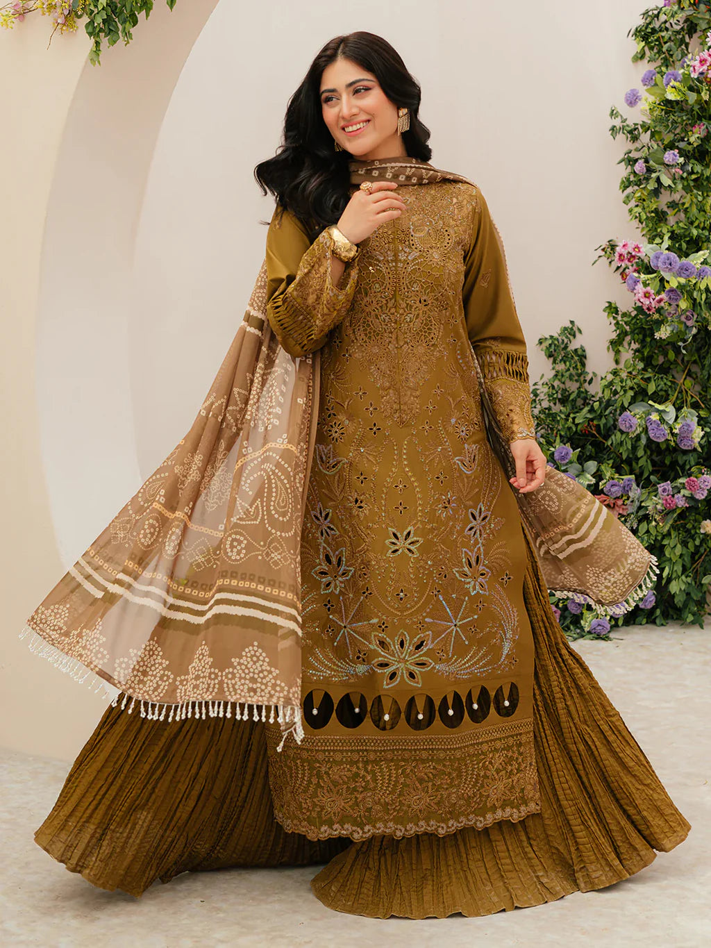 MAHNUR-3PC LAWN LASEWORK EMB SUIT-NEL-4018