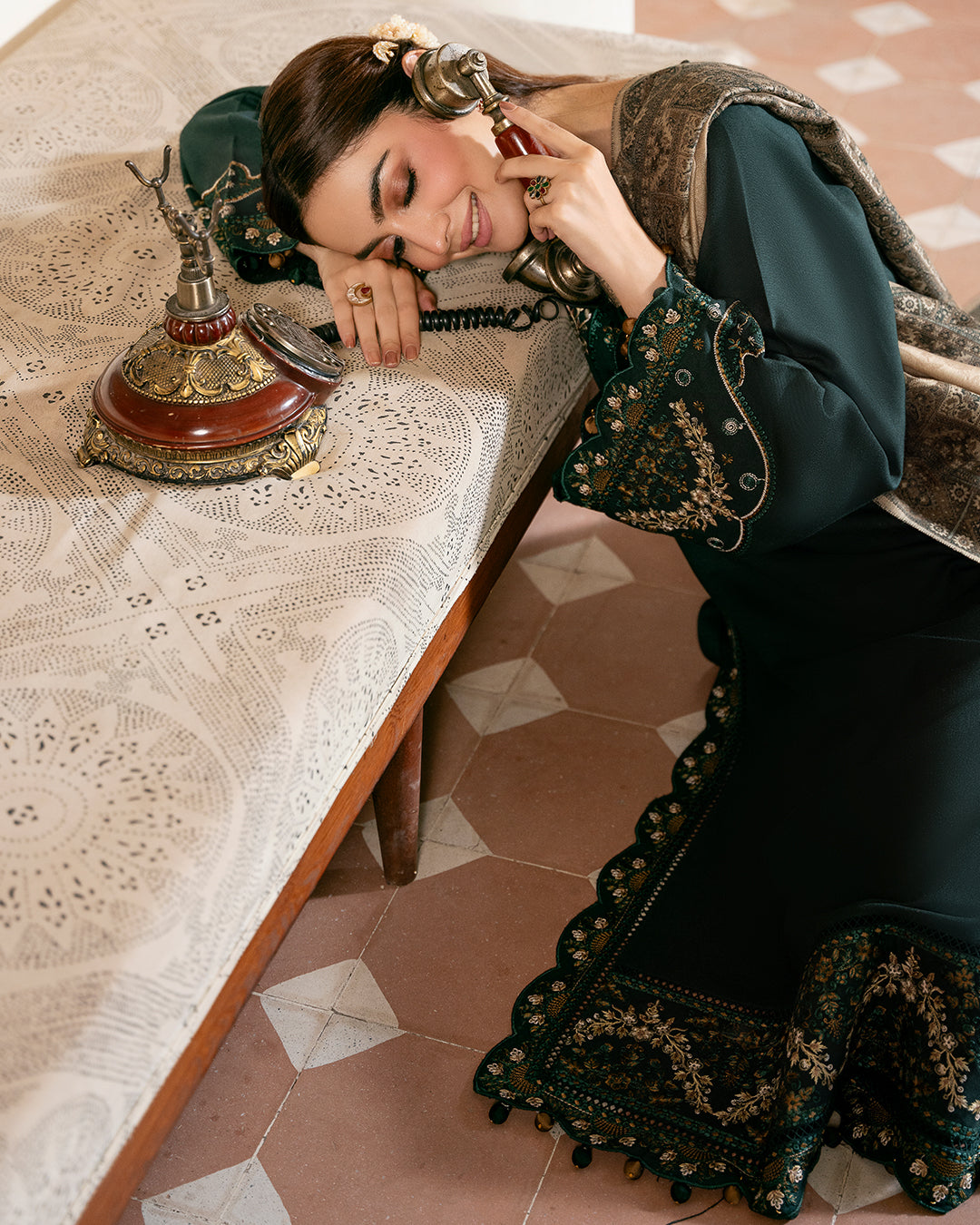 IZEL-3PC DHANAK EMBROIDERED SUIT LEH-4394