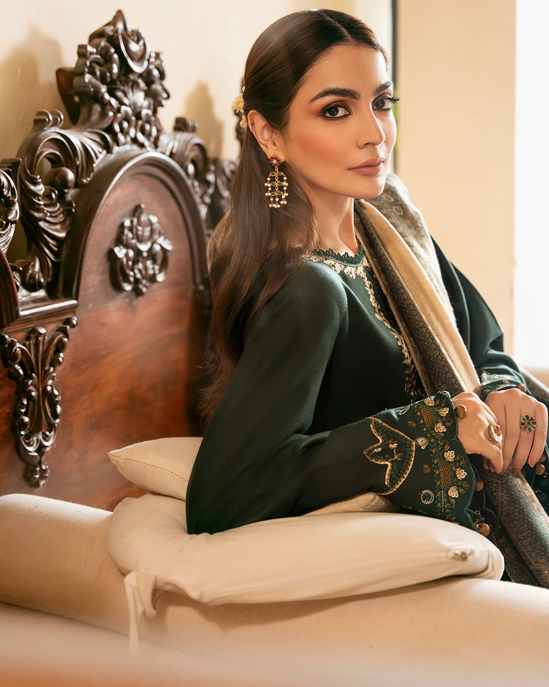 IZEL-3PC DHANAK EMBROIDERED SUIT LEH-4394