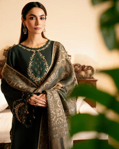 IZEL-3PC DHANAK EMBROIDERED SUIT LEH-4394