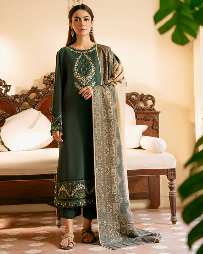 IZEL-3PC DHANAK EMBROIDERED SUIT LEH-4394