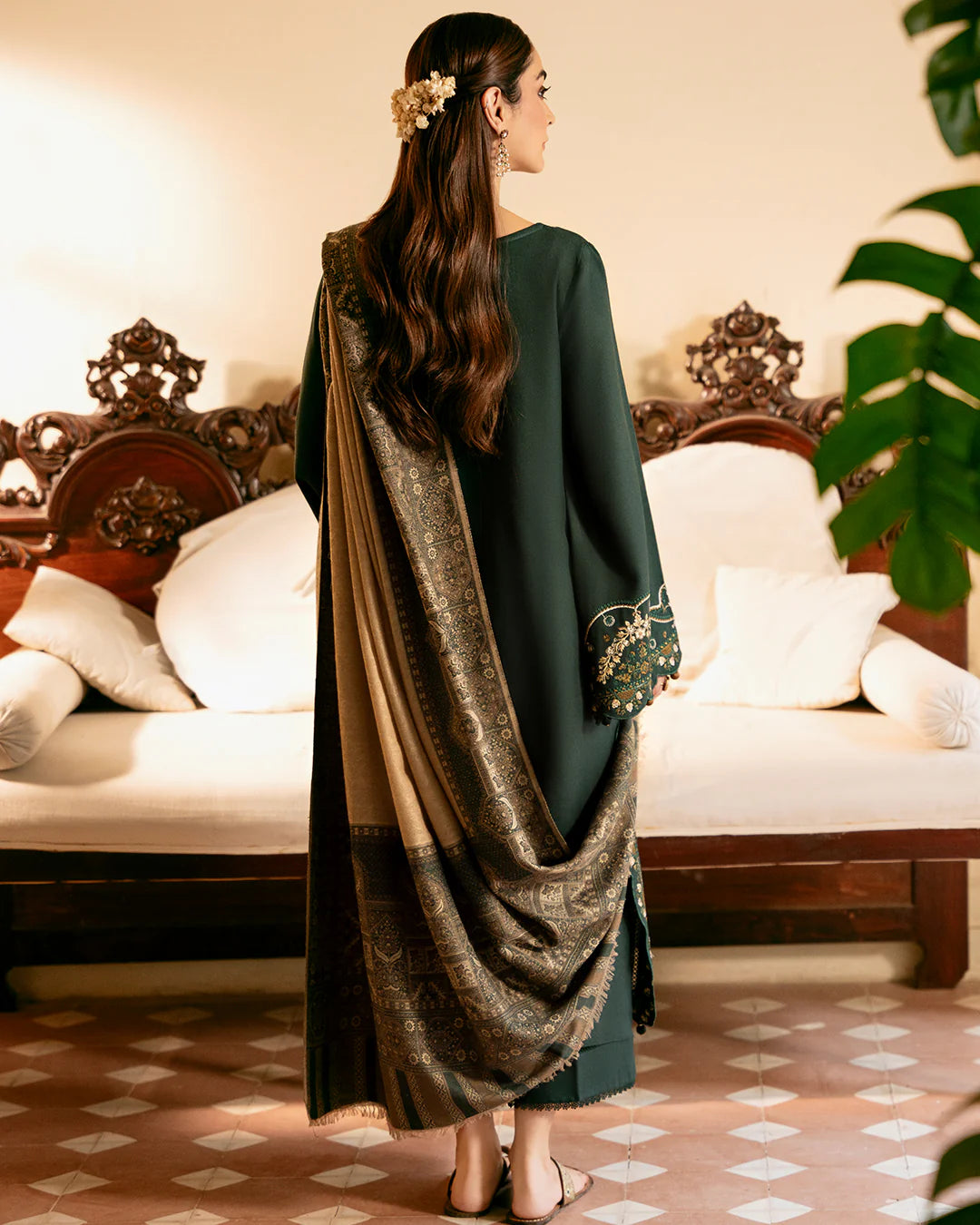 IZEL-3PC DHANAK EMBROIDERED SUIT LEH-4394