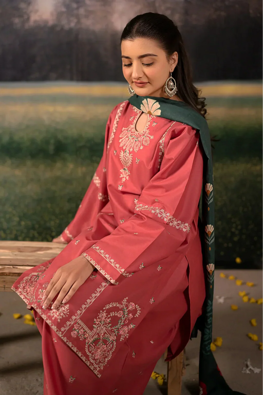 URGE-3PC DHANAK EMBROIDERED SUIT LEH-4203