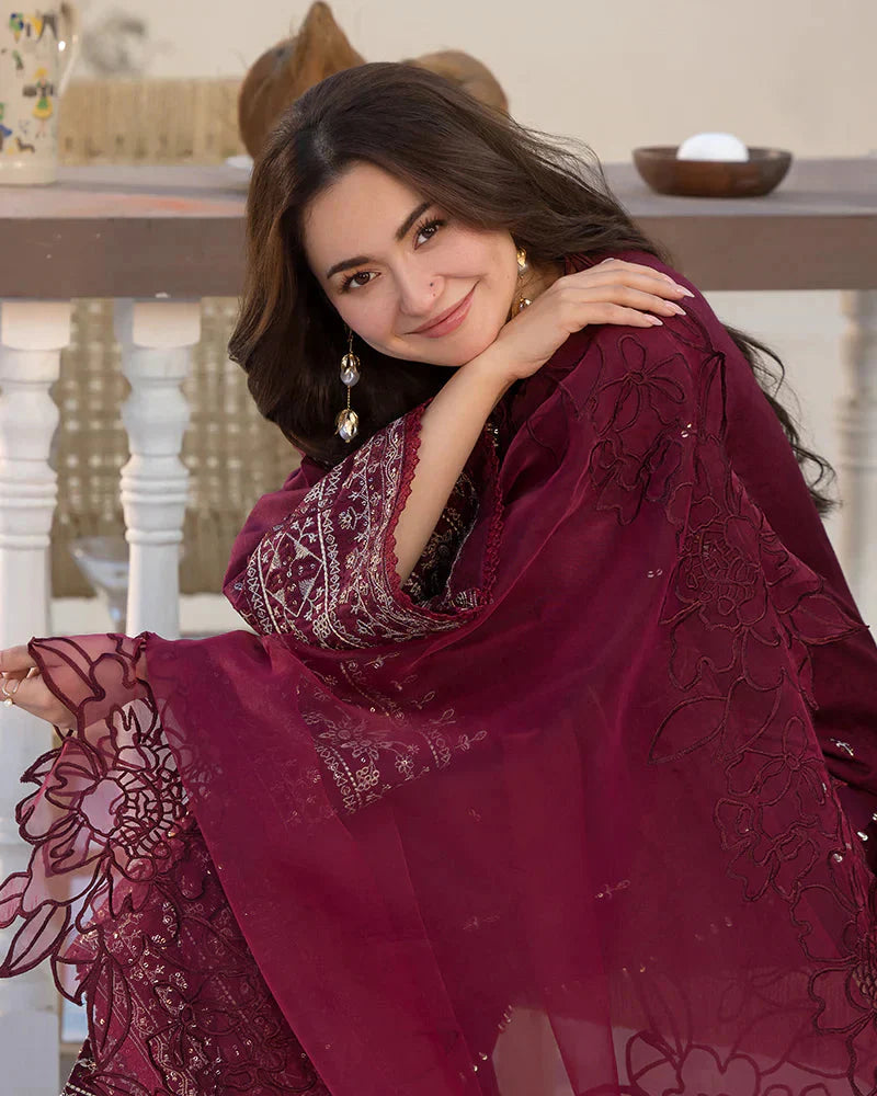 QALAMQAR-3PC LAWN EMBROIDERED SUIT-NEL-4045