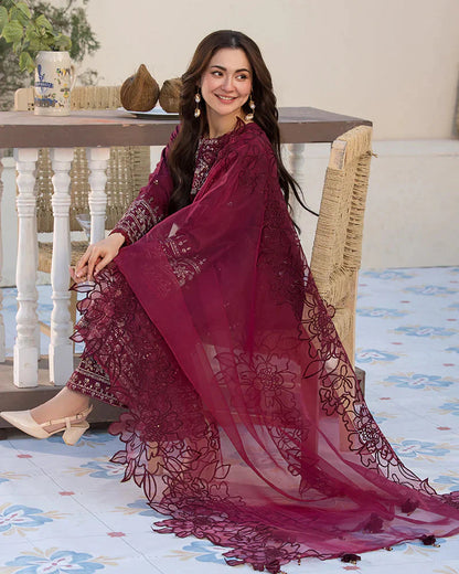 QALAMQAR-3PC LAWN EMBROIDERED SUIT-NEL-4045