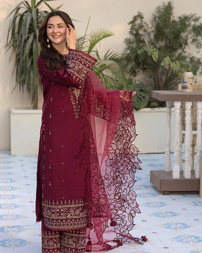 QALAMQAR-3PC LAWN EMBROIDERED SUIT-NEL-4045