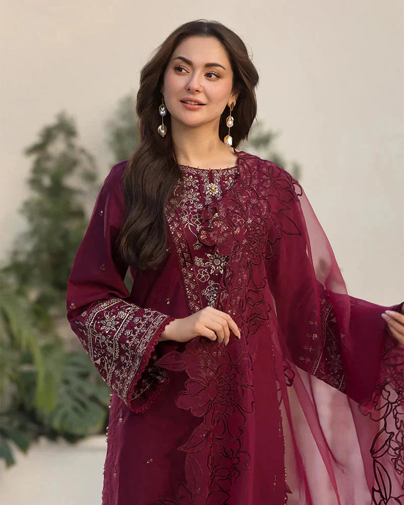 QALAMQAR-3PC LAWN EMBROIDERED SUIT-NEL-4045