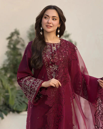 QALAMQAR-3PC LAWN EMBROIDERED SUIT-NEL-4045