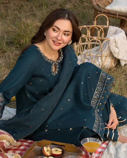 Lawn-3PC Embroidered Shirt with Organza Sequence Embroidered Dupatta NEL-350