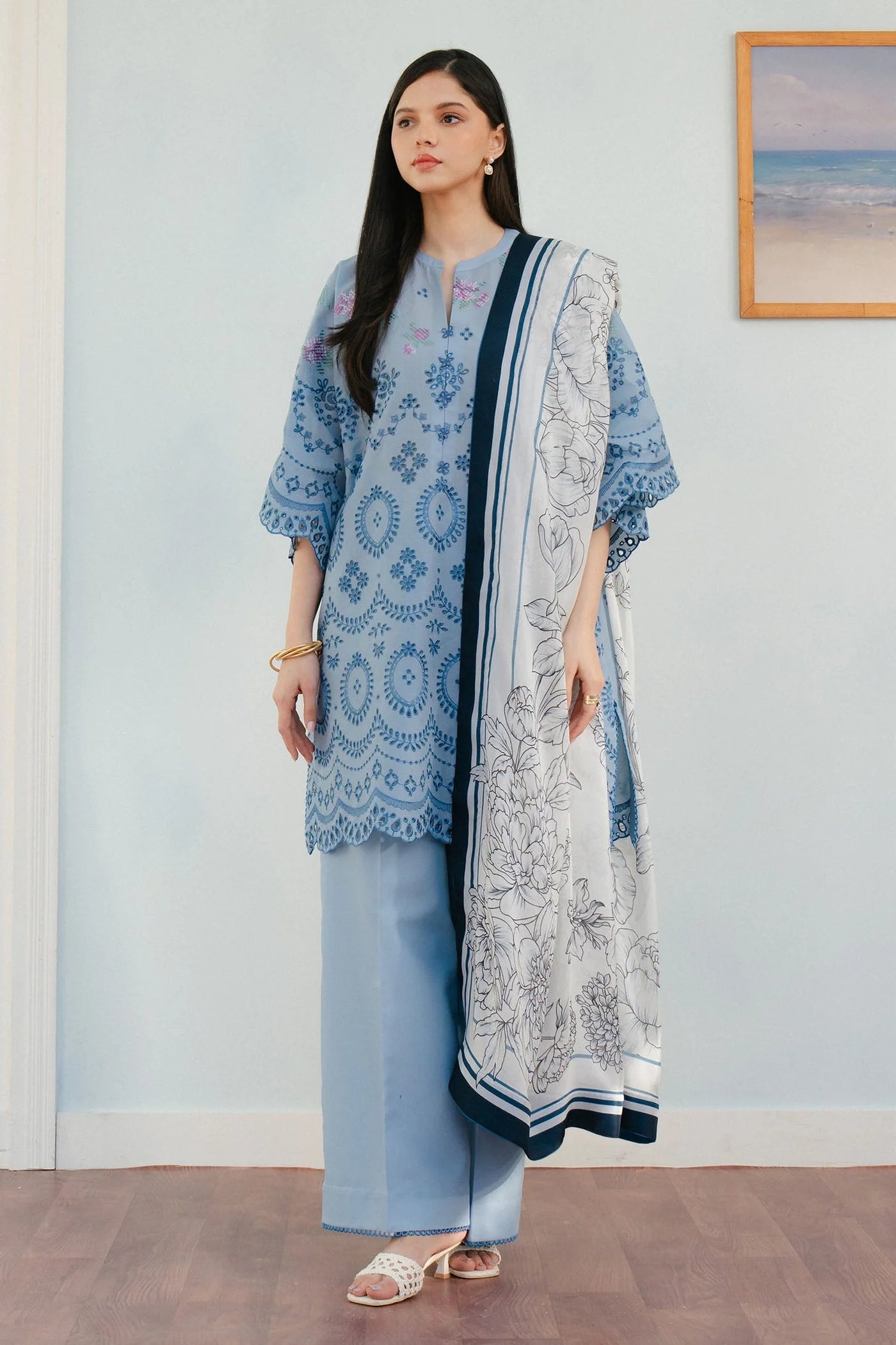 ZARA SHAH JAHAN-3PC LAWN EMBROIDERED SUIT-NEL-878