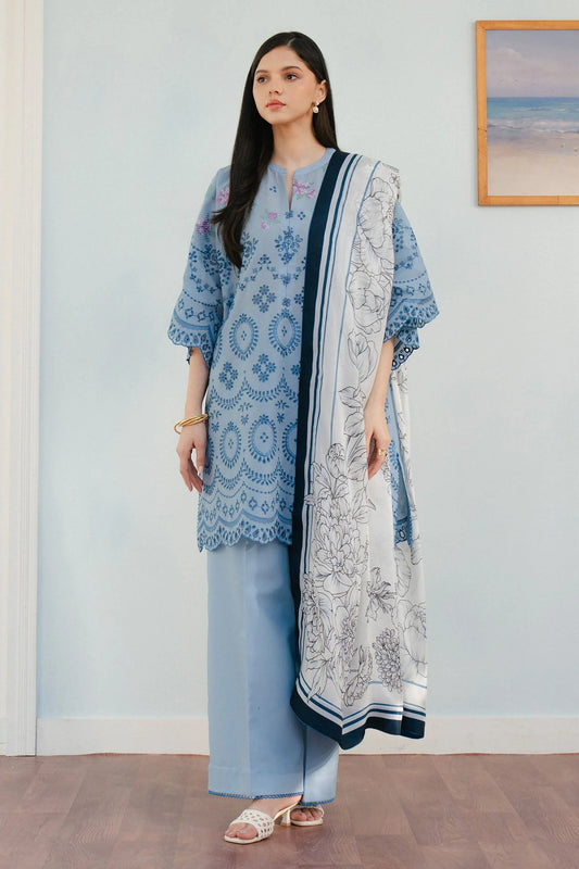 ZARA SHAH JAHAN-3PC LAWN EMBROIDERED SUIT-NEL-878