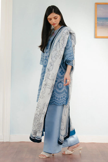 ZARA SHAH JAHAN-3PC LAWN EMBROIDERED SUIT-NEL-878
