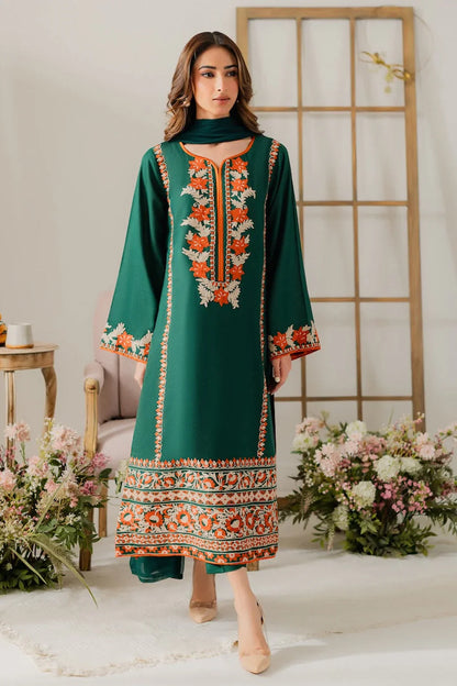 VINTAGE-3PC DHANAK EMBROIDERED SUIT LEH-4248