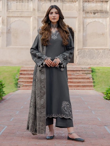 IZEL-3PC DHANAK EMBROIDERED SUIT NEL-5911
