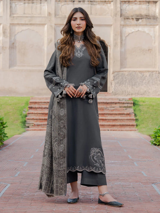 IZEL-3PC DHANAK EMBROIDERED SUIT NEL-5911