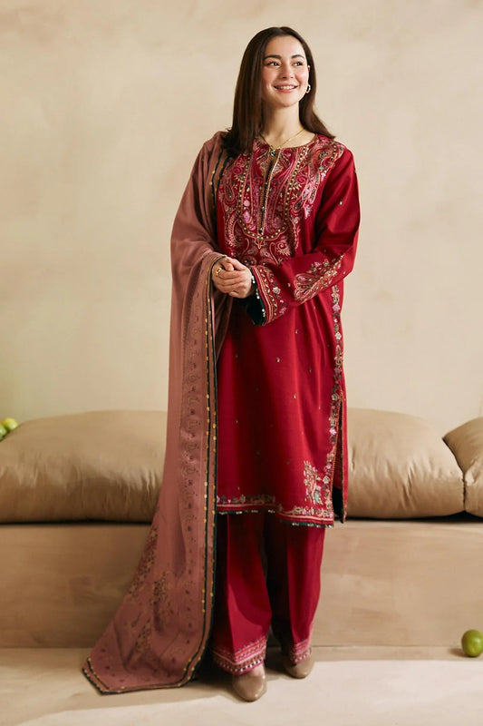 ZARA SHAHJAHAN-3PC DHANAK EMBROIDERED SUIT NEH-4042