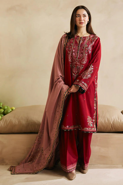 ZARA SHAHJAHAN-3PC DHANAK EMBROIDERED SUIT NEH-4042