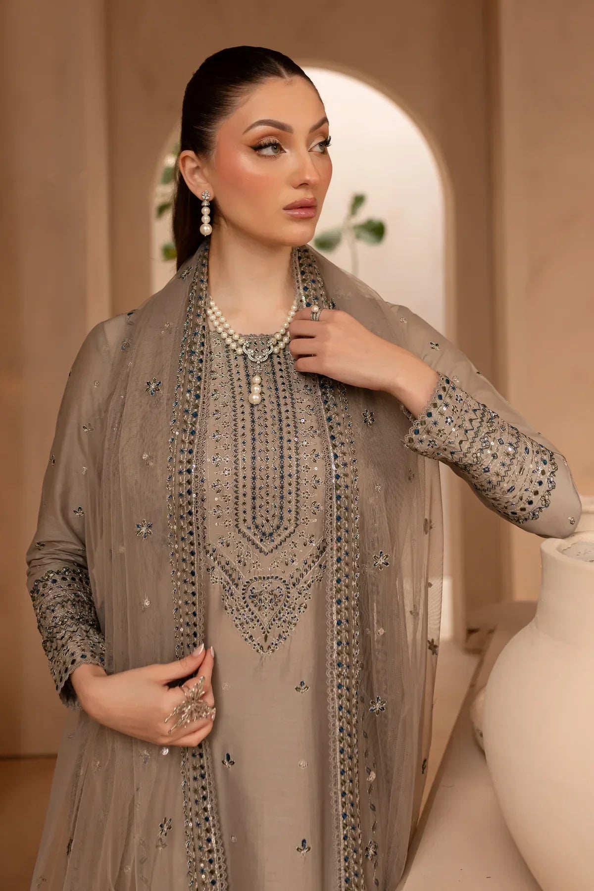 BATIK-3PC LAWN SEQUIN EMBROIDERED SUIT-NEL-456