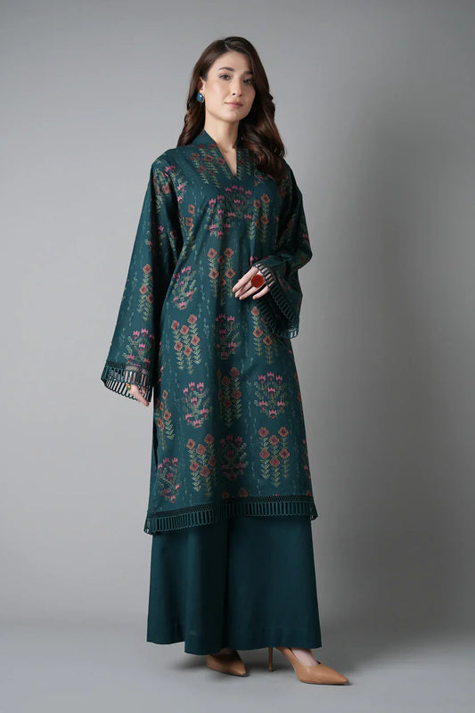 BAREEZE-3PC DHANAK EMBROIDERED SUIT LEH-4395