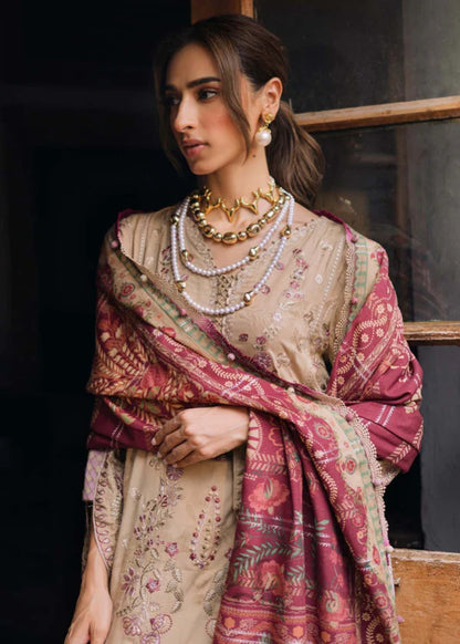 NUREH-3PC DHANAK EMBROIDERED SUIT NEL-760